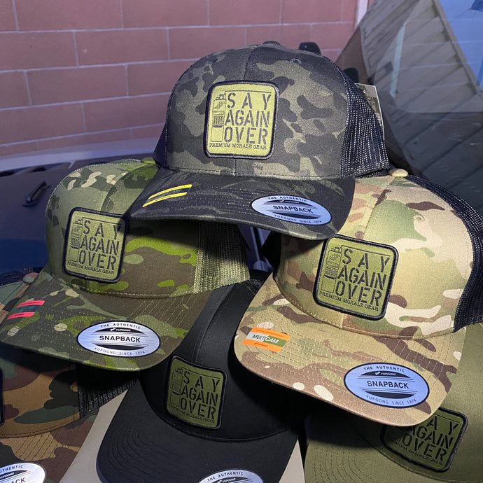 Say Again Over patch on MultiCam Black hat