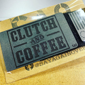 custom morale patch, clutch and coffee