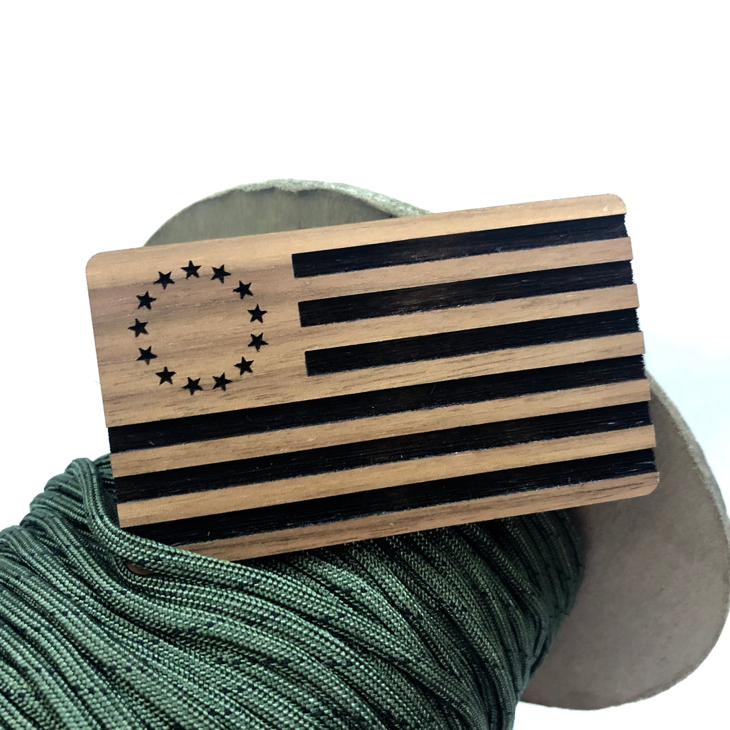 betsy ross flag, morale patch, solid walnut morale patch